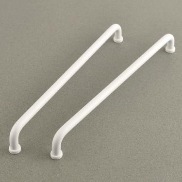 Imagem de funifiti Pacote com 5 puxadores de gavetas de cozinha, branco fosco, simples, puxadores de armário de móveis de 25 cm, orifício de centro a centro, liga de alumínio, luz nórdica, luxo