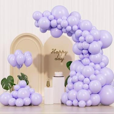 Imagem de IXVAN Balões roxos pastel, 145 peças, tamanhos diferentes, 46, 30, 25 cm, roxo claro, lavanda, lilás, látex, guirlanda, arco para aniversário, chá de bebê, casamento, festa de aniversário