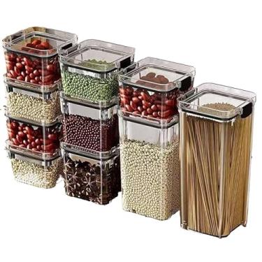 Imagem de Monte seu Kit 8 Pote Hermético para Mantimentos Dispensa Armário Plástico(10 Potes Acrílico espesso)