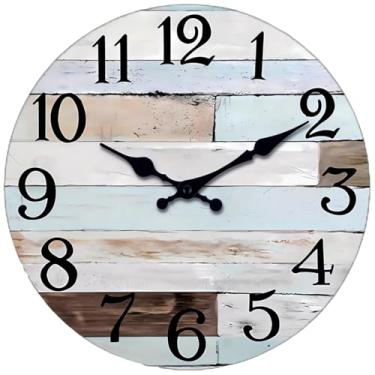 Imagem de Relógio de parede Farmhouse 30,5 cm/30,5 cm vintage, números silenciosos grande rústico, para sala de estar, cozinha, escritório, relógio MDF, instalação fácil, alimentado por bateria, design moderno