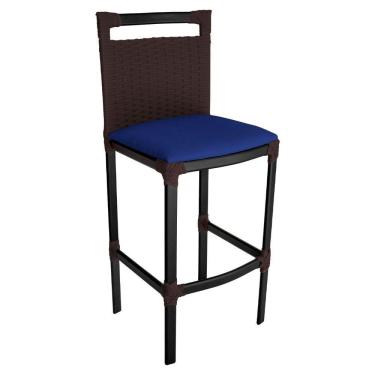 Imagem de Banqueta Alta Vigor Em Alumínio E Corda Náutica Marrom Marrom Com Azul