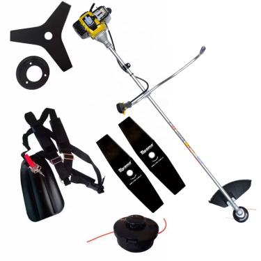 Imagem de Roçadeira A Gasolina Buffalo Bf 33Sb 1,2Hp Com Carretel De Nylon Lâmina 3 Pontas E 2 Lâminas De Aço Com Duas Pontas