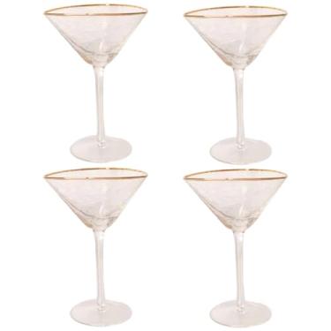Imagem de Copos de cristal, copo de coquetel nórdico de luxo dourado com borda martelada, 4 peças elegantes de 200 ml, adequadas para bar, casa ou festas,