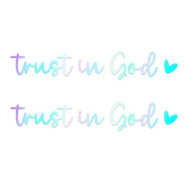 Imagem de HQRNYP 2 peças de decalques de espelho retrovisor Trust in God, adesivo de espelho, adesivos decorativos de vinil automotivo, decalque de lembrete de autoafirmação universal para carro, caminhão