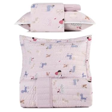 Imagem de Kit Colcha e Lençol Solteiro Infantil Mundo Kids Malha Fio Penteado Altenburg Cama 100% Algodão 4 Peças (Pet Chic)