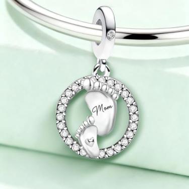 Imagem de 1 peça prata elegante pés redondos berloque contas adequadas para mulheres, faça você mesmo e roupa diária combinando joias decoração para mulheres presente para mãe, 11.31*23.02mm, Prata, Sem Pedra