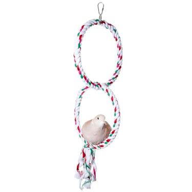 Imagem de Brinquedo de balanço para pássaros – Anéis de argola de corda pendurados para papagaios, periquitos, periquitos, calopsitas, pombas e pássaros pequenos – Balanço de gaiola, brinquedo de escalada e