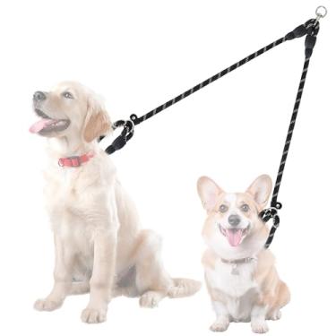 Imagem de Coleira para cães de controle de dois pontos, funciona com arreios sem puxão, sem emaranhamento de trelas de treinamento de cães, não acolchoada e refletiva, converte em uma única coleira para cães de