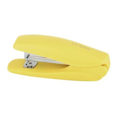 Imagem de Grampeador elegante Mordern – capacidade para 30 folhas, grampeador de mesa resistente e sem atolamento, design artístico, estrutura de metal amarelo