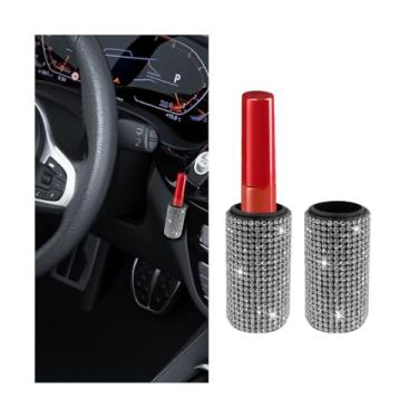 Imagem de AICEL Suporte de batom de carro brilhante, 2 peças de strass de cristal forte adesivo para veículos suporte de protetor labial vertical, acessórios de decoração de interiores automotivos brilhantes