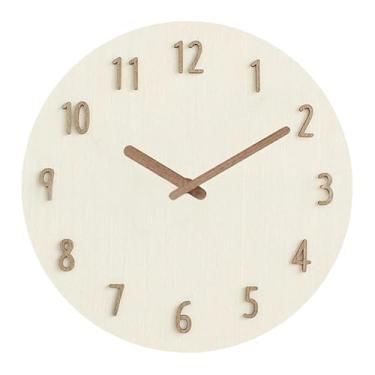 Imagem de Generic Relógio de parede redondo silencioso de 30 cm para decoração de casa, sem -taque, ideal para sala de jantar, aniversário, cozinha, Natal e, Branco