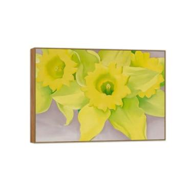 Imagem de Georgia O'Keeffe famosa arte de parede impressões em tela pronto para pendurar - Jonquils I-quadro de madeira para decoração de sala de estar 70 x 100 cm 27 x 39 pol