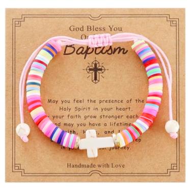 Imagem de HUTIMY Presente de batismo para filha, pulseira cruzada, neta, afilhada, primeira comunhão