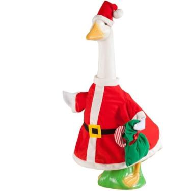 Imagem de Fantasia de Ganso para Varanda Decoração com Design Papai Noel Jardim Gramado Festiva Tecido Premium 23 Polegadas