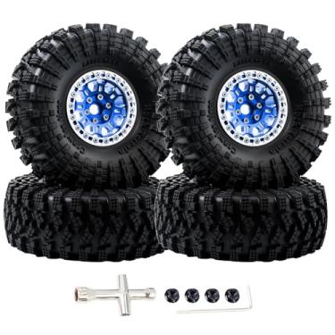 Imagem de 4PCS 1.9Inch Beadlock Honeycomb Rims and Voodoo Tire Set for 1/10 TRX4 TRX6 SCX10 RC Crawler Car (Blue)