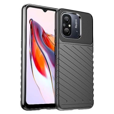 Imagem de IDEWEI Capa de telefone para Xiaomi Redmi 12C, fibra de carbono refinada, antiqueda, anti-impressões digitais. Capa de proteção total de 360°