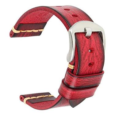 Imagem de REZERO Pulseiras de relógio de couro legítimo, pulseiras de relógio de substituição para homens, mulheres de 18 mm, 19 mm, 20 mm, 21 mm, 22 mm, 23 mm, 24 mm, 26 mm, 22mm, Couro, Sem Pedra Preciosa