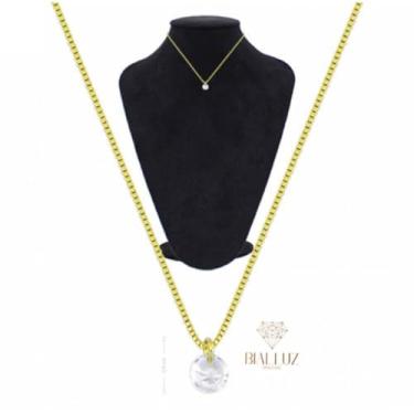 Imagem de Colar Ponto de Luz Folheado a Ouro com Pedra de Zircônia de 6 mm