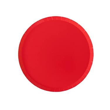 Imagem de Jollity & Co Pratos de sobremesa sombra – Pratos de papel vermelho cereja – Pacote com 8 pratos de bolo descartáveis – Pratos de festa para chás de bebê, aniversários, festas de verão, decorações de