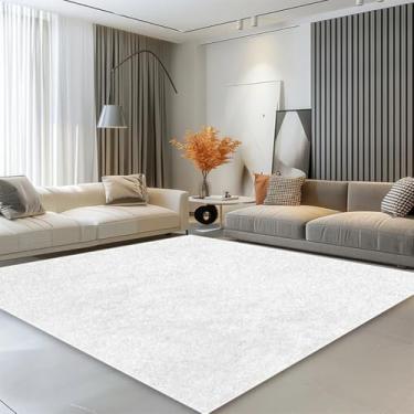 Imagem de Tapete minimalista moderno para sala de estar, branco puro, decoração para casa, tapete grande para quarto, cabeceira, fácil de limpar (140x200cm 55x78,7in/Sem fiapos - 4)