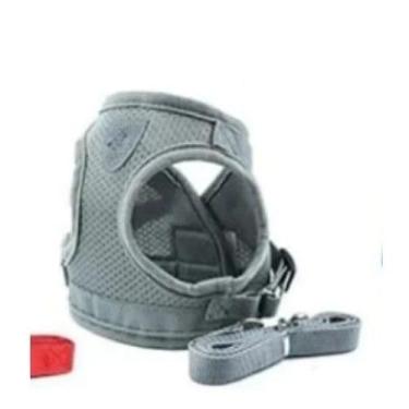 Imagem de Coleira Peitoral para Cães e Gatos - Conforto e Segurança, Tamanho Médio, Refletiva e Respirável(CINZA,GG)