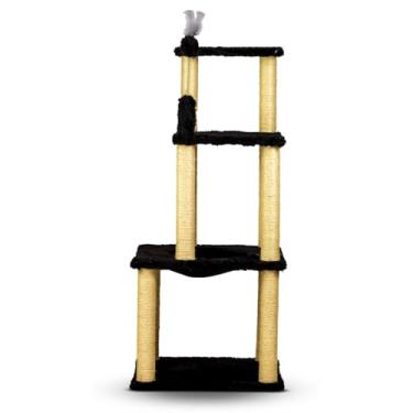 Imagem de Arranhador Para Gatos Casa E Playground Torre Com Cama ConfortáVel E Brinquedo Grande(Preto)