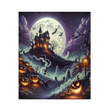 Imagem de Blueangle Cobertor de Halloween super macio e quente, 127 x 152 cm, leve para todas as estações, cobertor aconchegante para cama, sofá, sofá, fácil de cuidar (415)