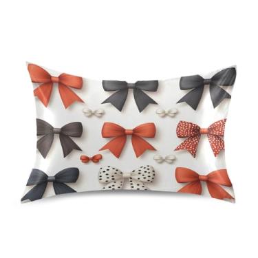 Imagem de Blueangle Fronha de cetim com laço vermelho para cabelo e pele, fronha de seda, tamanho padrão (50,8 x 66 cm) - Capas de almofada de cetim refrescantes com fecho de envelope (42)