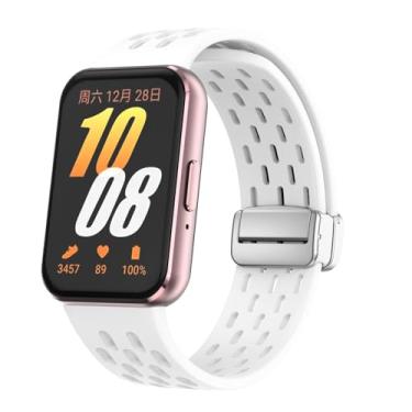 Imagem de Pulseira de silicone para Samsung Galaxy Fit 3 xDfind com fivela magnética prata (branca)