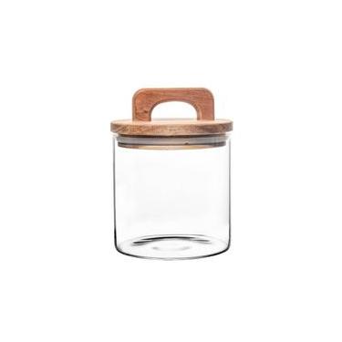 Imagem de Porta Mantimento De Vidro Com Tampa De Acácia 700Ml