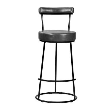 Imagem de Banqueta Alta Cozinha 70cm Encosto Industrial Aço Ziria Pu S02 - D'rossi Cor Preto