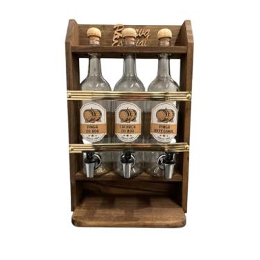 Imagem de Pingometro Madeira Pinus 03 Garrafas Parede Cachaça 1L