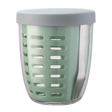 Imagem de Copo portátil de armazenamento de salada de frutas para piquenique com tampas e garfo, recipientes de armazenamento de frutas, à prova de vazamentos, mantém frutas, bagas, saladas frescas por mais