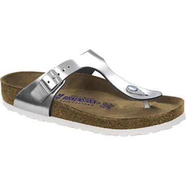 Imagem de Sandália de dedo feminina Gizeh Soft Cork Footbed da Birkenstock, Metallic Silver, 4-4.5