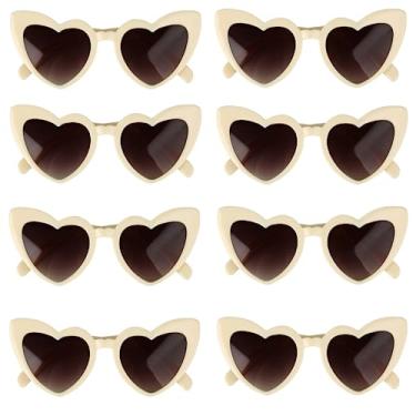 Imagem de Clcnsusilk 8 pares de óculos de sol de despedida de solteira em forma de coração, decorações de festa de dama de honra, presentes para mulheres e meninas, Champanhe, adult