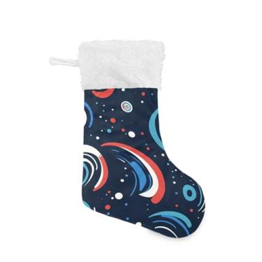 Imagem de Wassud Meia de Natal fofa com punho branco redemoinho brincalhão 45,7 cm grande para decoração de lareira de lareira 1 pacote