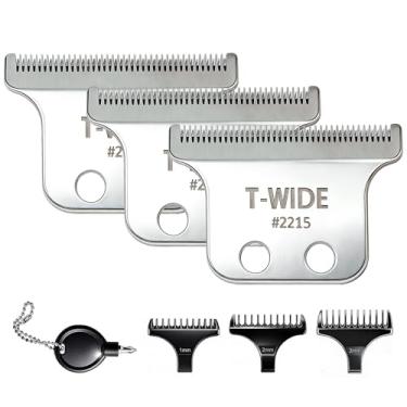 Imagem de Pacote com 2 lâminas de substituição 2215 T Wide para Wahl 5 Star Detailer Li Trimmer 8081 e 8171 - Lâmina de aparador ajustável de aço inoxidável Zero-Gap (prata-3)