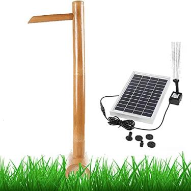 Imagem de Características de água para o jardim alimentado por energia solar pássaro banho zen jardim fonte de bambu água corrente pátio decoração recursos de água água corrente tanque de peixes pedra calha