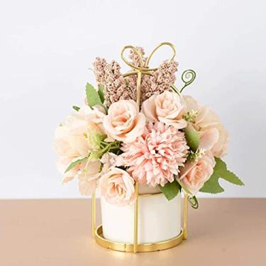 Imagem de Flor artificial com vaso orquídea flores artificiais estilo nórdico sala de estar mesa de centro decoração buquês elegante romântica floral decoração de casa orquídea