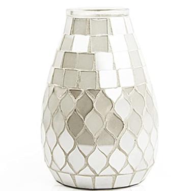 Imagem de Vaso de vidro para decoração de vaso de flores, vaso de arte de vidro de mosaico nórdico elegante para escritório em casa, recipiente de vaso decorativo artificial para decoração de casa