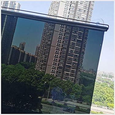 Imagem de uhyOHF Persiana de rolo transparente e espelhada unidirecional com ventosas, cortina blackout de janela portátil sem perfuração (63 × 150 cm/25 × 59 pol