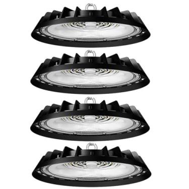 Imagem de Luminária LED High Bay Super Brilhante em Formato OVNI, 300/200/100W, 30000lm com Plugue (Equivalente a 1000W MH/HPS/HID) 6500K Ideal para Oficinas, Garagens, Fábricas, Armazéns e Celeiros(4PCS,300W)