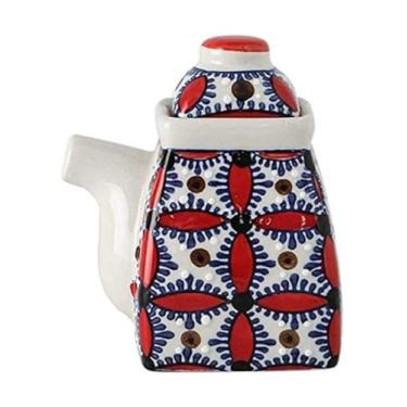 Imagem de OKPJFHS Garrafas de cerâmica de vinagre, garrafa de molho de soja, vinagre, azeite de oliva, molheiros, temperos, utensílios de cozinha, garrafas (vermelho