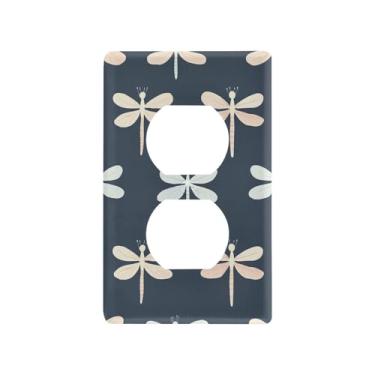 Imagem de Wassud Placa de cobertura para interruptor de luz, simples, libélula, decorativa, para tomadas elétricas, duplex, 11 x 7 cm
