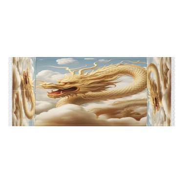 Imagem de Wassud Capas de lavadora e secadora Golden Dragon, protetor de lavadora com sacos de armazenamento, capa de geladeira à prova de poeira com bolsos para lavanderia doméstica, cozinha, 120 x 55 cm