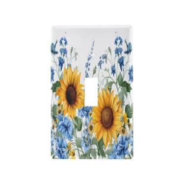 Imagem de Wassud Capa de interruptor de luz decorativa placa de parede para tomadas elétricas, girassóis e campainhas (3) interruptor único 11 x 6 cm