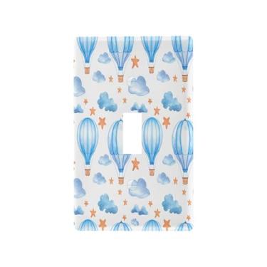 Imagem de Wassud Balões de ar quente azuis para interruptor de luz placa decorativa para tomada de parede para tomadas elétricas, interruptor único 11 x 6 cm