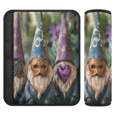 Imagem de Burbuja Capa para cinto de segurança de carro Mardi Gras Gnome Almofadas macias confortáveis para cinto de segurança de carro para alça de ombro de assento de carro, 1 par pequeno