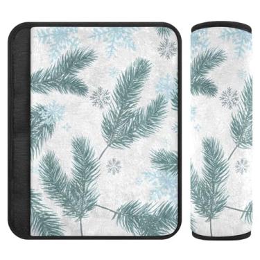 Imagem de Burbuja Pine Twigs Snowflakes Capa de cinto de segurança de carro protetor de cinto de segurança de carro macio confortável para alça de ombro de assento, 1 par médio