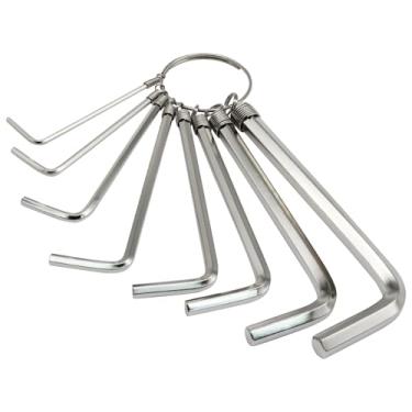 Imagem de Hordion Conjunto de 8 chaves Allen, chave hexagonal de 1,5 a 6 mm, conjunto de chaves hexagonais em forma de L portátil prata para reparo doméstico